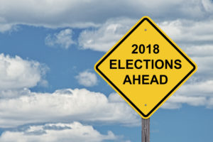 Caution Sign Blue Sky Background - 2018 Election Ahead