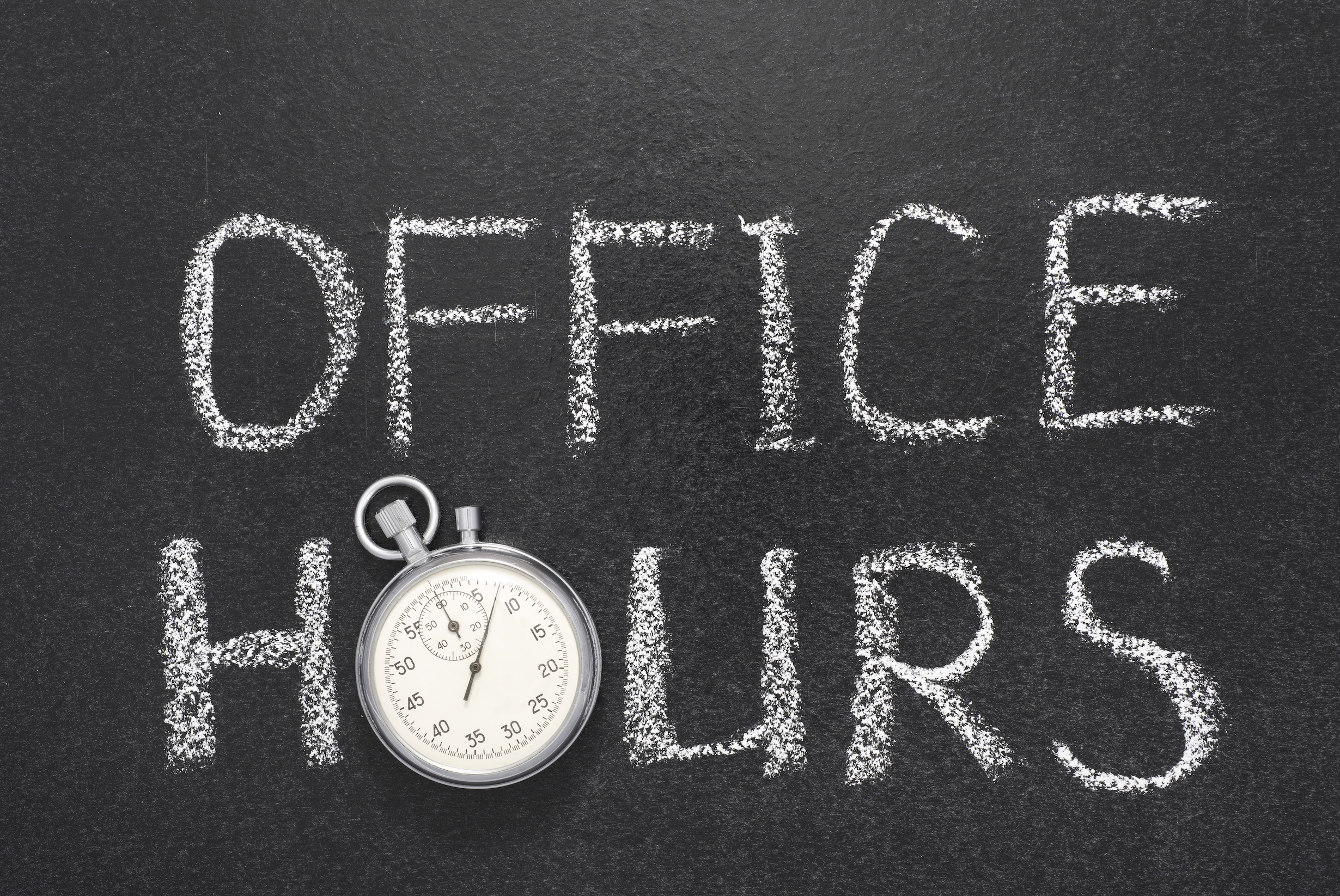 Graphic with the words Office Hours and clock
