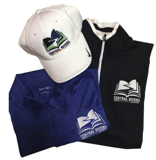 Hat and sweatshirt showing Central Rivers AEA logo