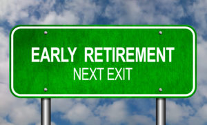 Early Retirement Road Sign Announcement Conceptual Illustration