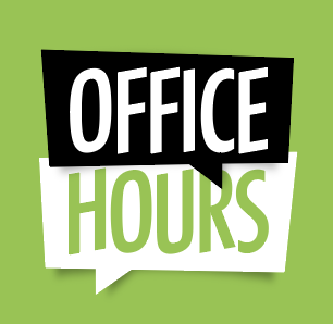 Graphic of the words Office Hours in black and green