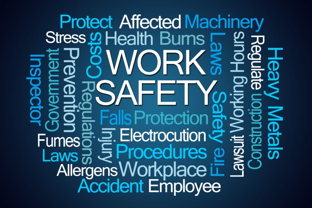 Work Safety Word Cloud on White Background