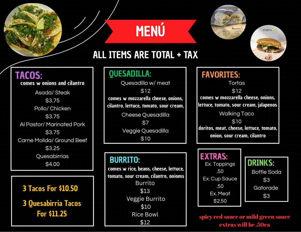 Dona Mari's Tacos (food menu)