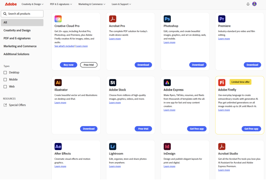 Adobe Creative Cloud apps